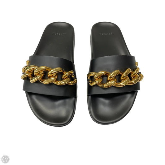 Sandals Luxury Designer By Versace In Black, Size: 6.5