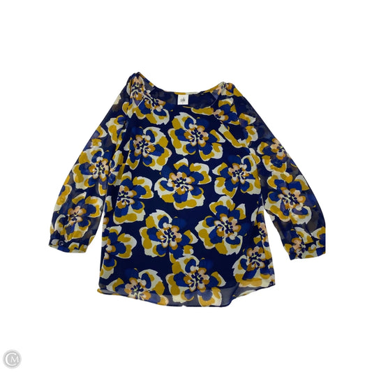 Blouse 3/4 Sleeve By Cabi In Blue & Gold, Size: L