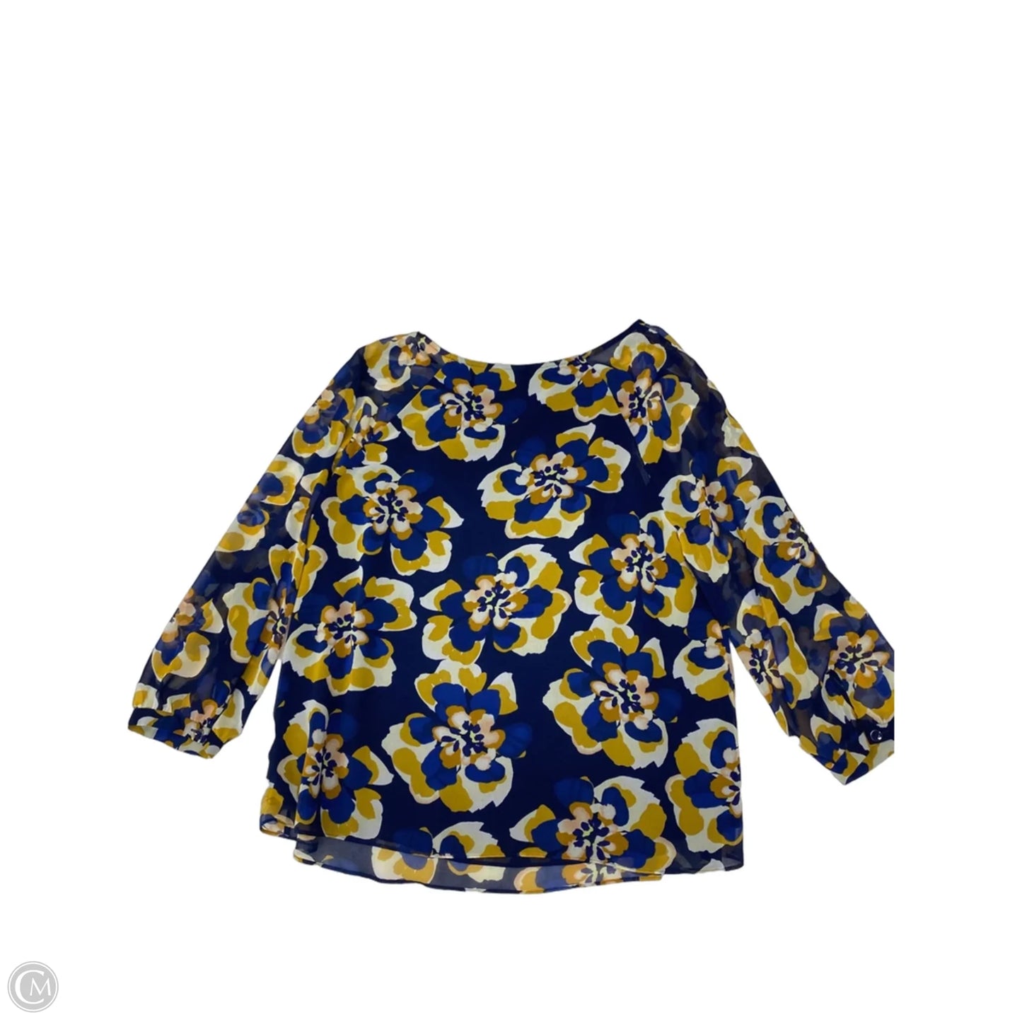 Blouse 3/4 Sleeve By Cabi In Blue & Gold, Size: L