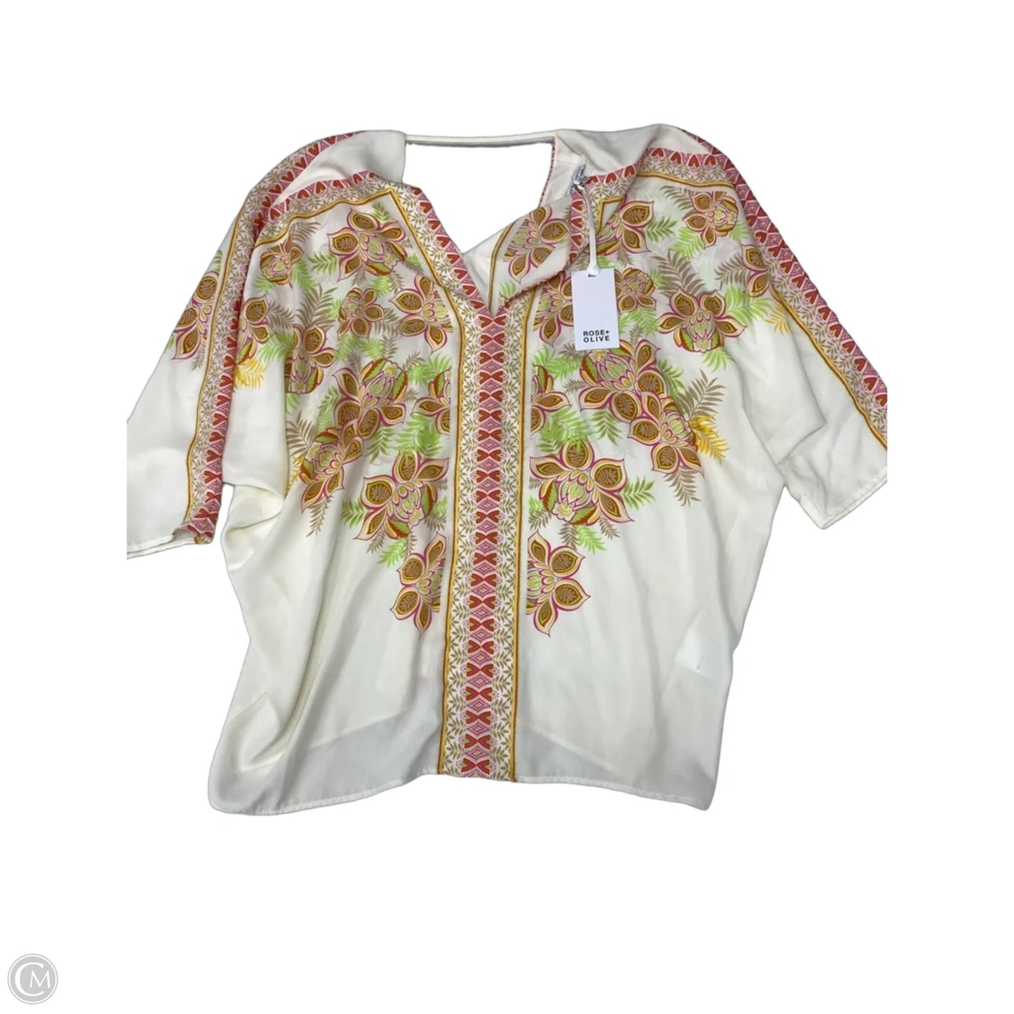 Top Short Sleeve By Rose And Olive In Ivory, Size: M