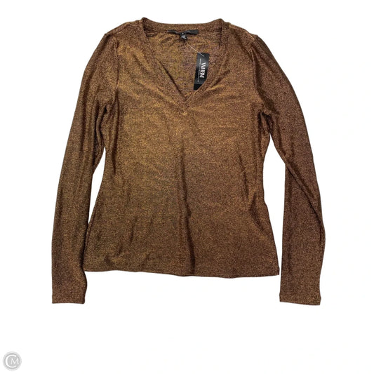 Top Long Sleeve By White House Black Market In Gold, Size: S