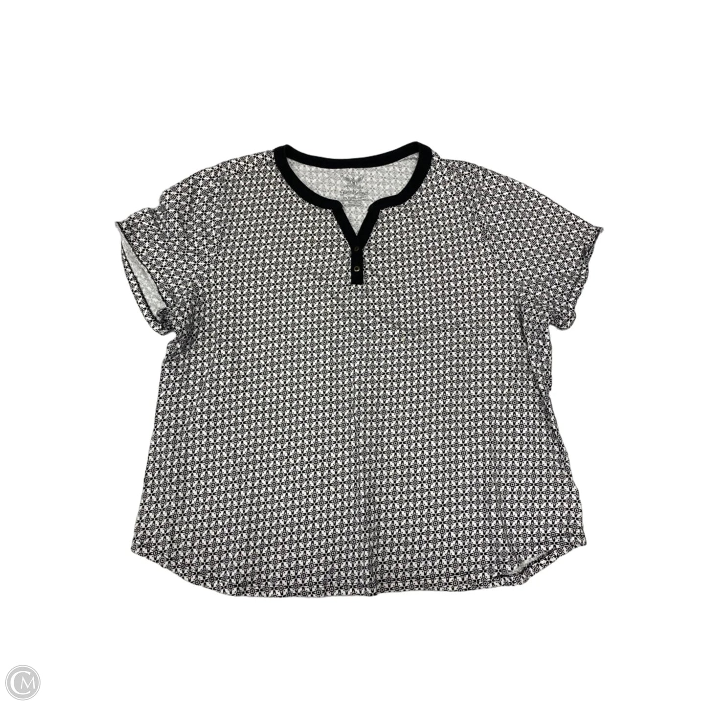 Top Short Sleeve By Faded Glory In Black & White, Size: 2x