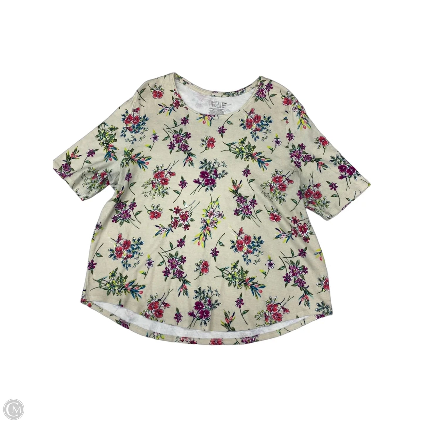 Top Short Sleeve By Time And Tru In Floral Print, Size: 3x