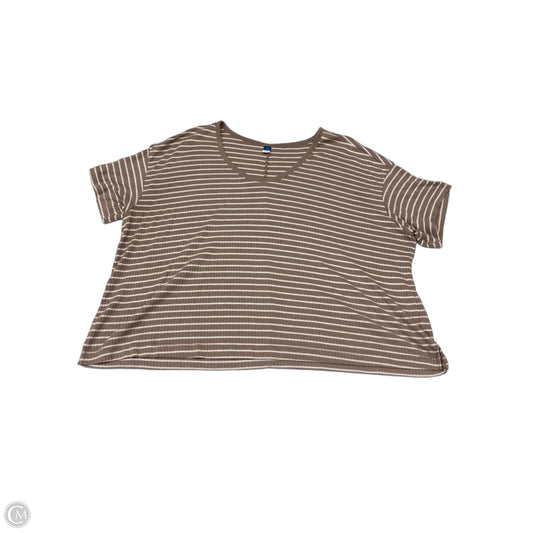 Top Short Sleeve By Old Navy In Tan & White, Size: Xxl