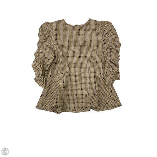 Top Long Sleeve By Pinky In Brown & Tan, Size: M