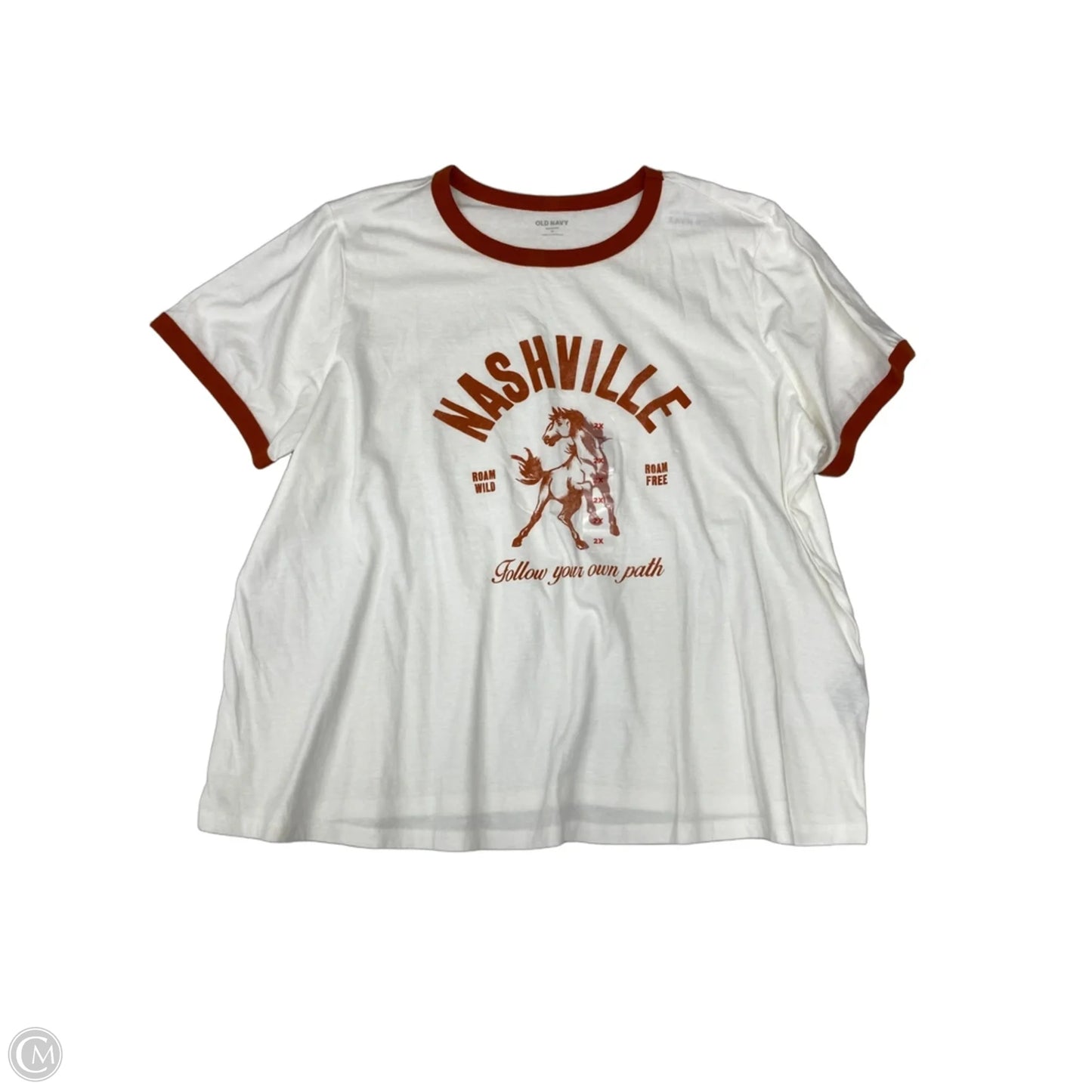 Top Short Sleeve By Old Navy In Cream & Orange, Size: 2x