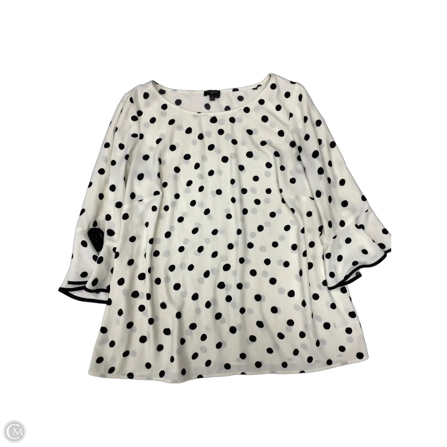Blouse 3/4 Sleeve By Talbots In Black & Cream, Size: 1x