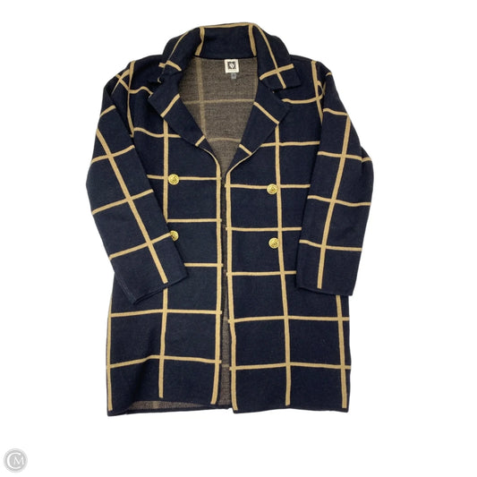 Sweater Cardigan By Anne Klein In Blue & Tan, Size: S