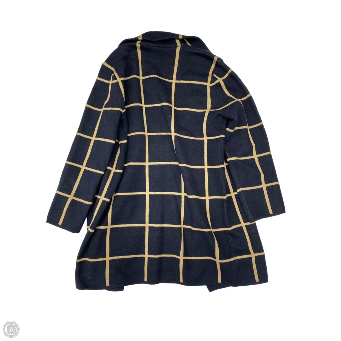 Sweater Cardigan By Anne Klein In Blue & Tan, Size: S