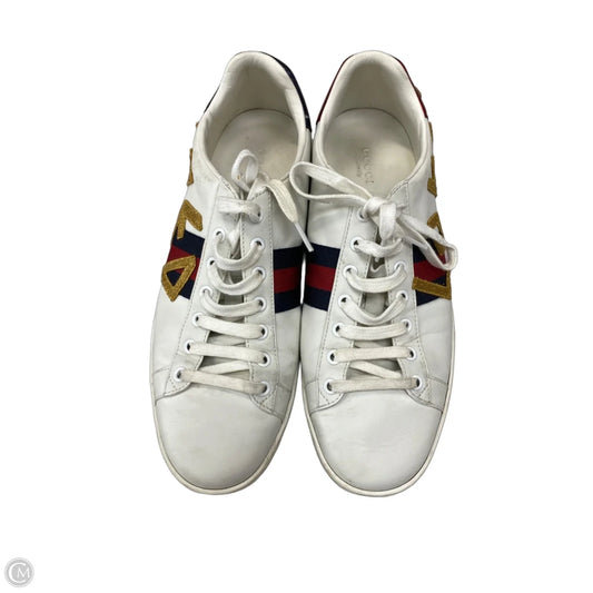 Shoes Luxury Designer By Gucci In White, Size: 10.5