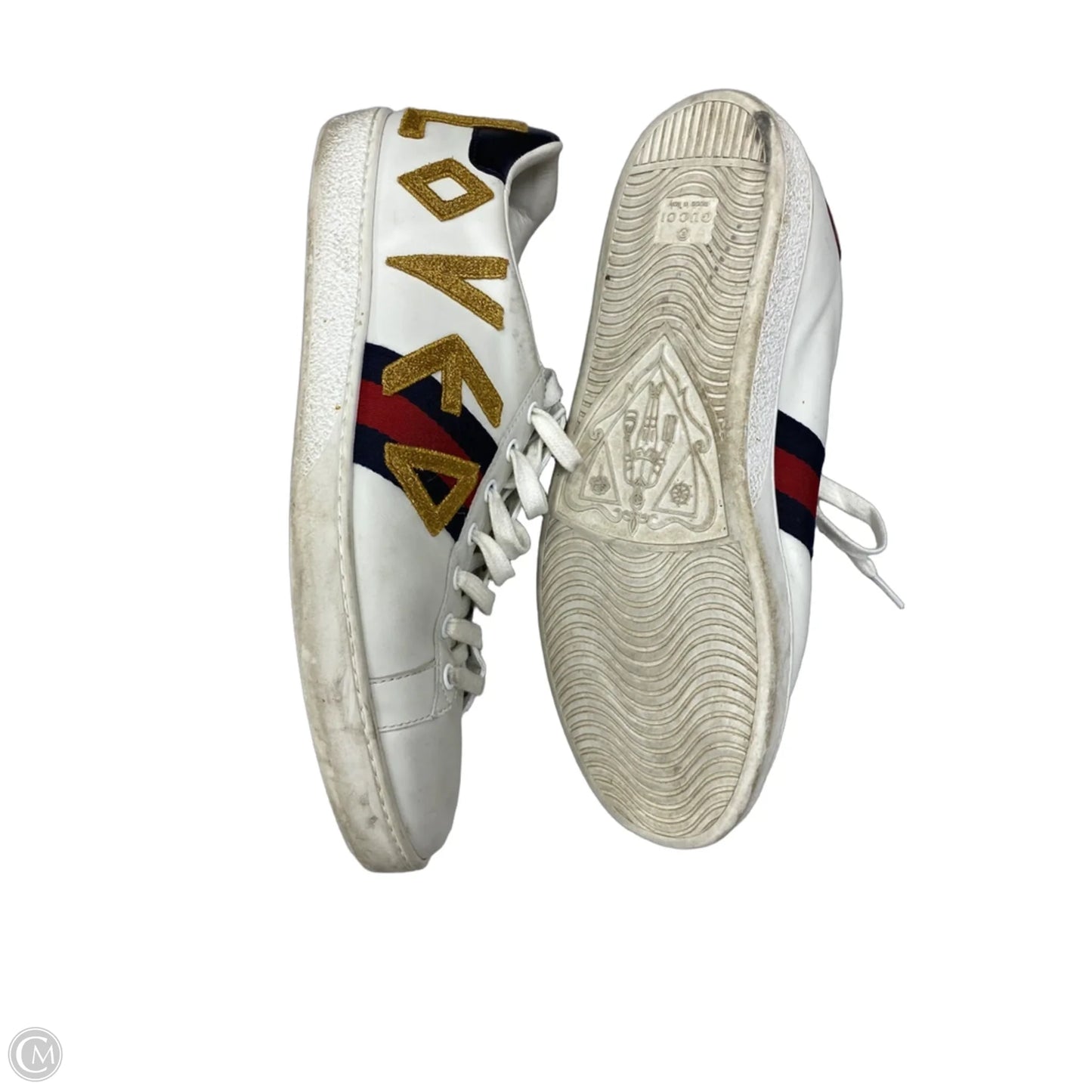Shoes Luxury Designer By Gucci In White, Size: 10.5