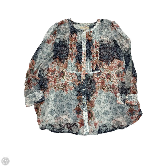 Blouse Long Sleeve By Loft In Multi-colored, Size: Xl