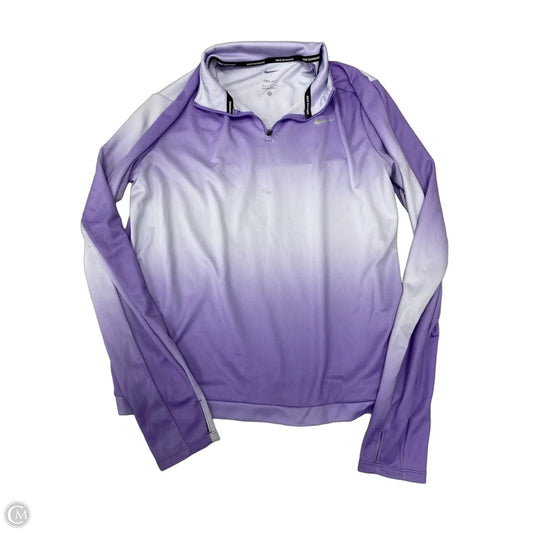 Athletic Top Long Sleeve Collar By Nike Apparel In Purple, Size: L