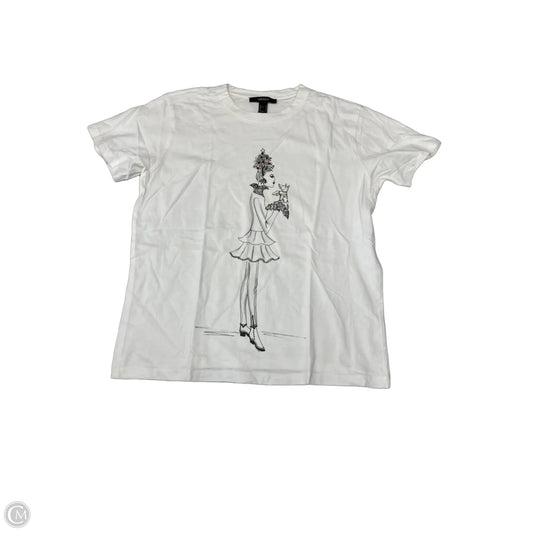 Top Short Sleeve By Forever 21 In Ivory, Size: S