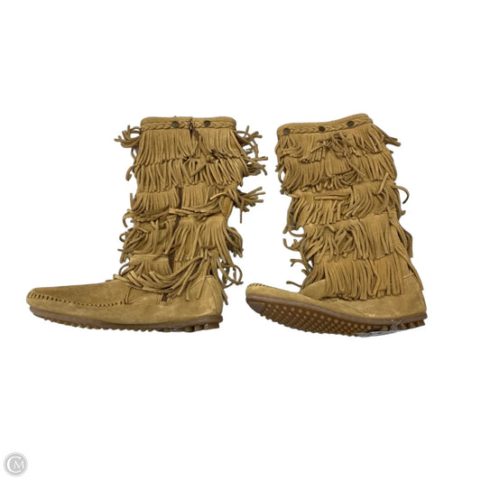 Boots Mid-calf Flats By Minnetonka In Tan, Size: 7