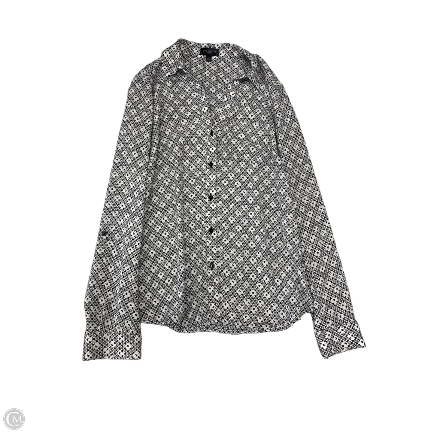 Blouse Long Sleeve By Limited In Black & White, Size: S