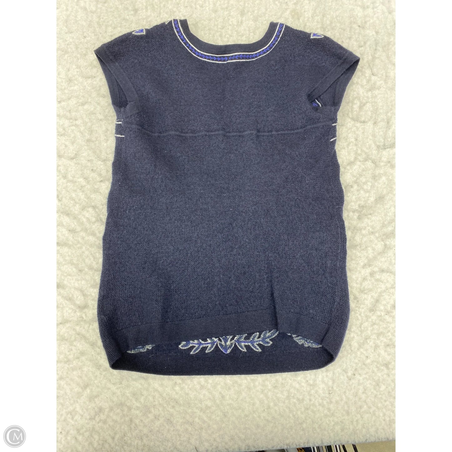 Top Short Sleeve Designer By Tory Burch In Blue & Grey, Size: S