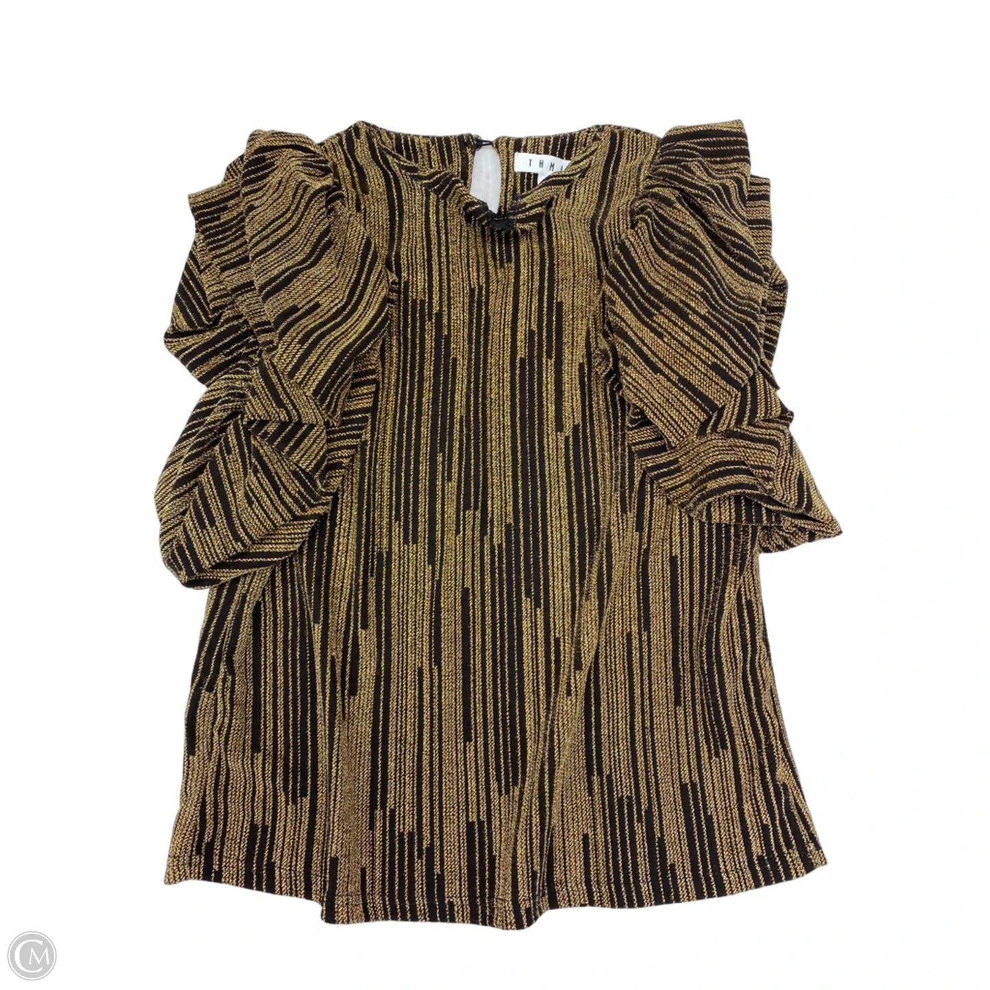 Top Short Sleeve By Thml In Black & Gold, Size: S