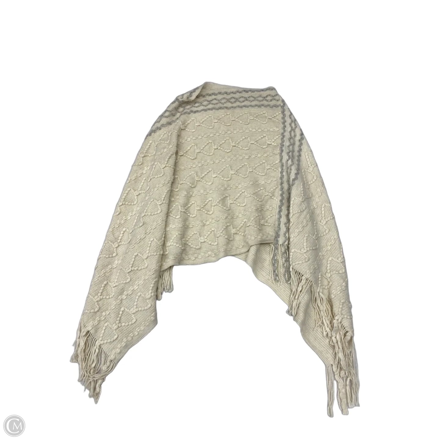 Poncho By Clothes Mentor In Cream & Grey, Size: Osfm