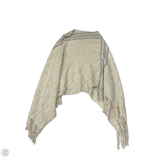 Poncho By Clothes Mentor In Cream & Grey, Size: Osfm