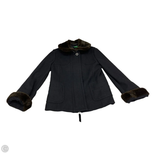 Coat Wool By Benetton In Black & Brown, Size: M