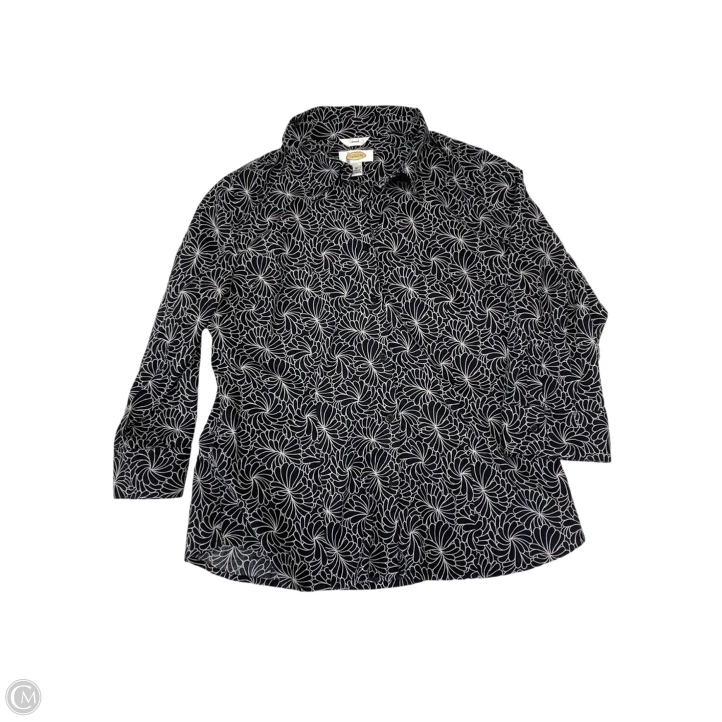 Top 3/4 Sleeve By Talbots In Black & White, Size: M