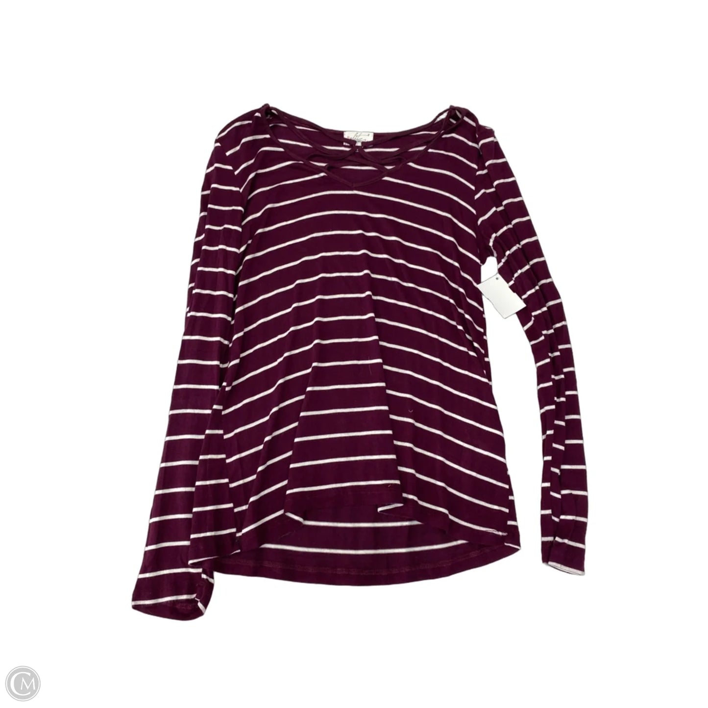 Top Long Sleeve By Glitz In Striped Pattern, Size: M