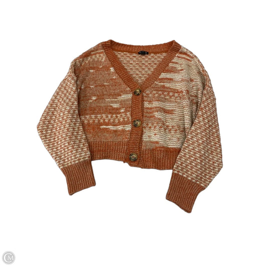 Sweater Cardigan By Boohoo Boutique In Orange & White, Size: M