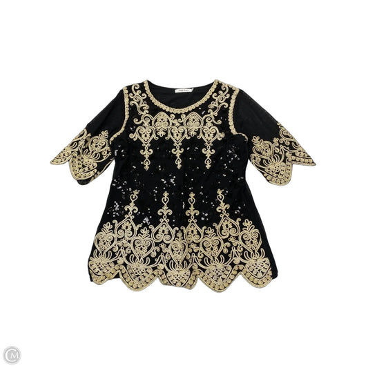 Blouse Short Sleeve By Simply Couture In Black & Gold, Size: Xl