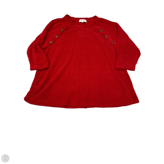 Top 3/4 Sleeve By Clothes Mentor In Red, Size: 2x