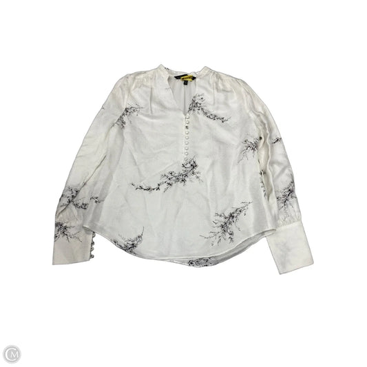 Blouse Long Sleeve By White House Black Market In Black & White, Size: Xs