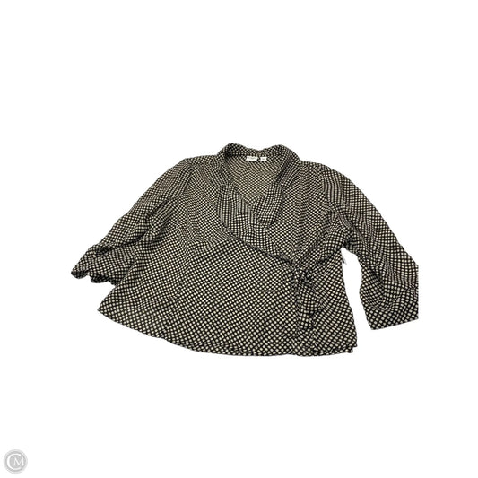 Blouse Long Sleeve By Cato In Polkadot Pattern, Size: 3x