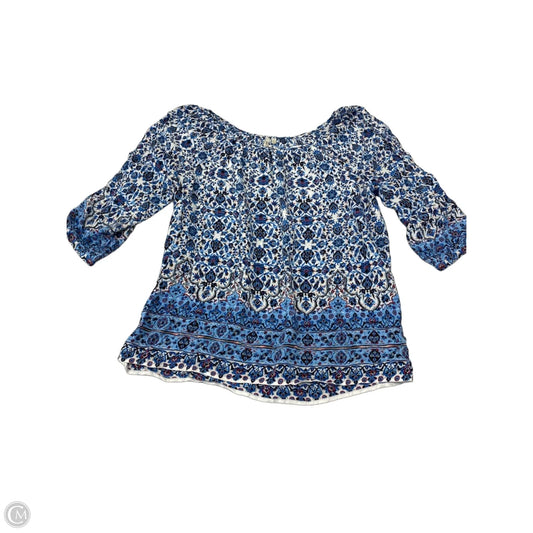 Top 3/4 Sleeve By Grand And Greene In Blue & White, Size: S