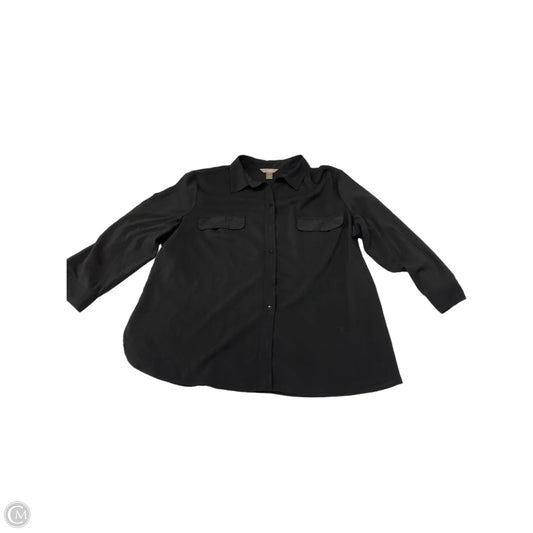 Blouse Long Sleeve By White Stag In Black, Size: Xxl
