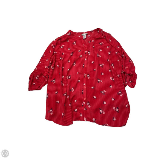 Blouse 3/4 Sleeve By Catherines In Red, Size: 2x