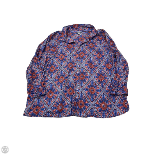 Top Long Sleeve By Catherines In Blue & Red, Size: 3x