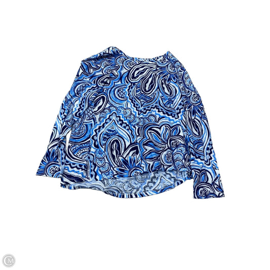Top Long Sleeve Designer By Lilly Pulitzer In Blue & White, Size: L