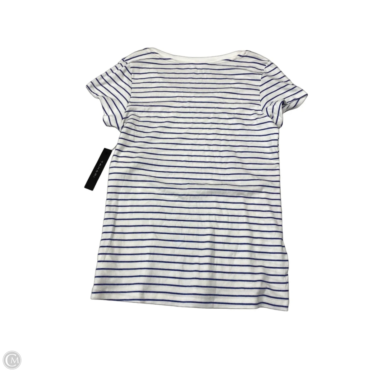 Top Short Sleeve Basic By Tahari In Striped Pattern, Size: L
