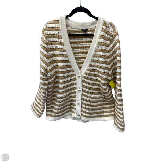 Sweater Cardigan By Talbots In Striped Pattern, Size: 2x