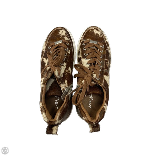 Shoes Sneakers By J Slides In Brown & Cream, Size: 7.5