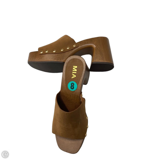 Sandals Heels Block By Mia In Brown, Size: 8