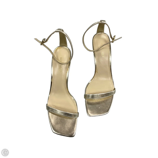 Sandals Heels Kitten By Nine West In Gold, Size: 8