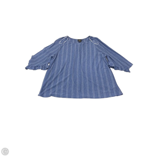 Top Long Sleeve By W5 In Blue & White, Size: 3x