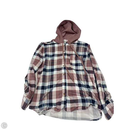 Jacket Shirt By Eden & Olivia In Plaid Pattern, Size: L