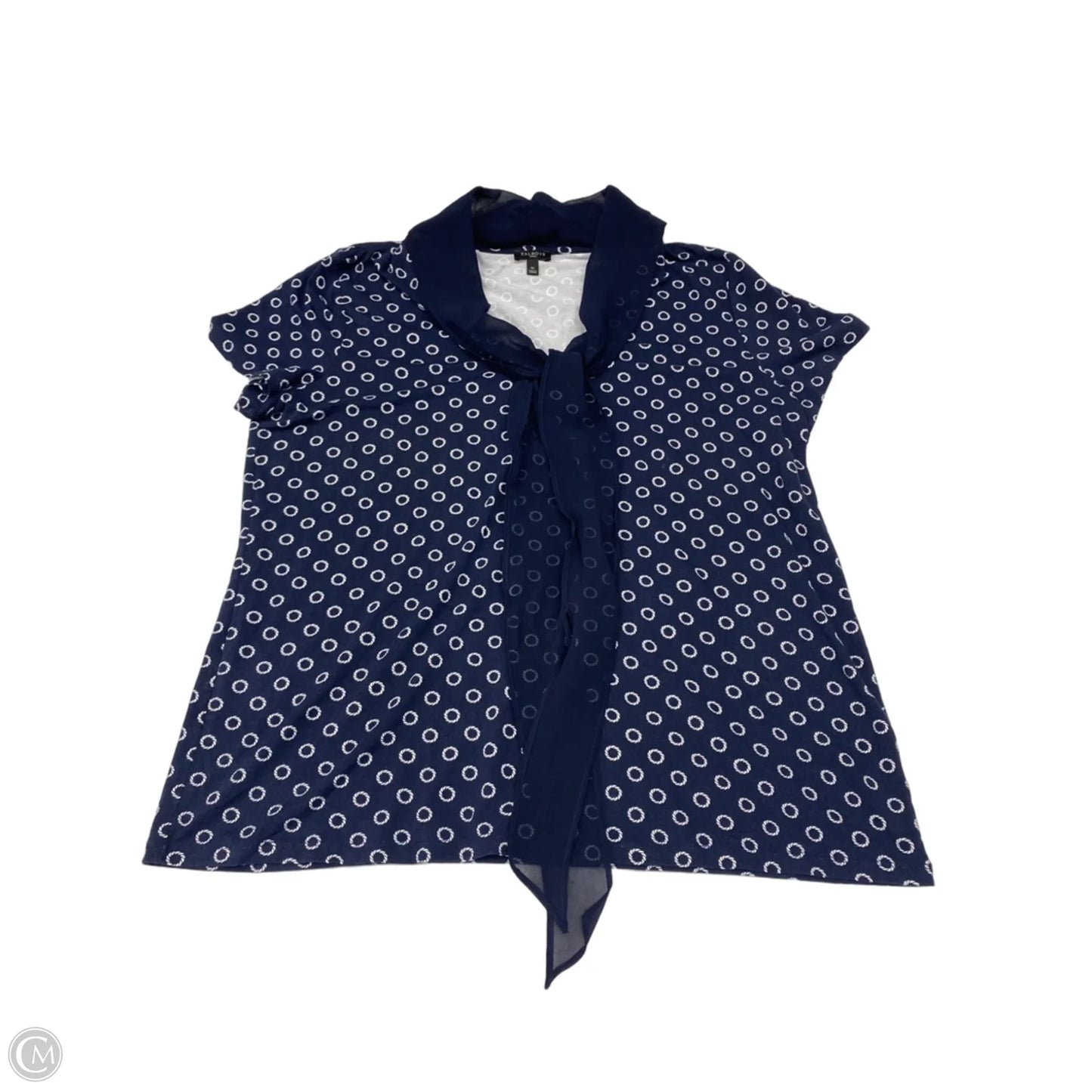 Top Short Sleeve By Talbots In Blue & White, Size: 1x