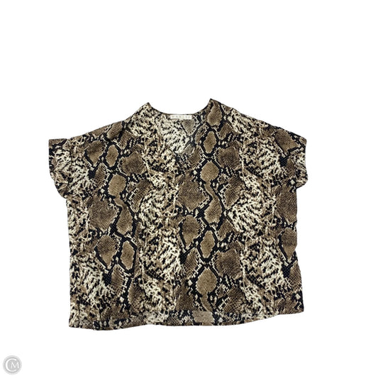 Blouse Short Sleeve By Karlie In Snakeskin Print, Size: L