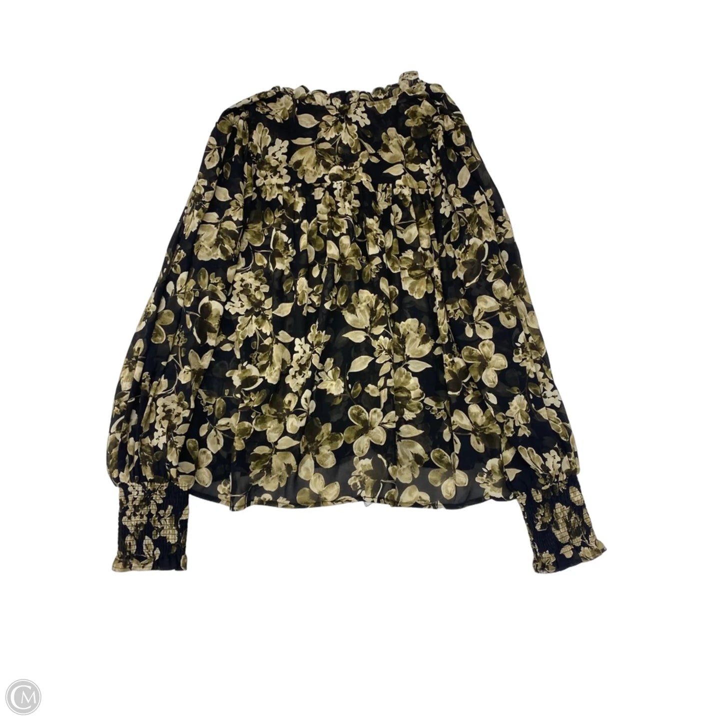 Blouse Long Sleeve By Dress Forum In Black & Brown, Size: S