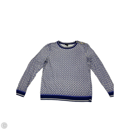 Top Long Sleeve By Talbots In Blue & White, Size: Lp