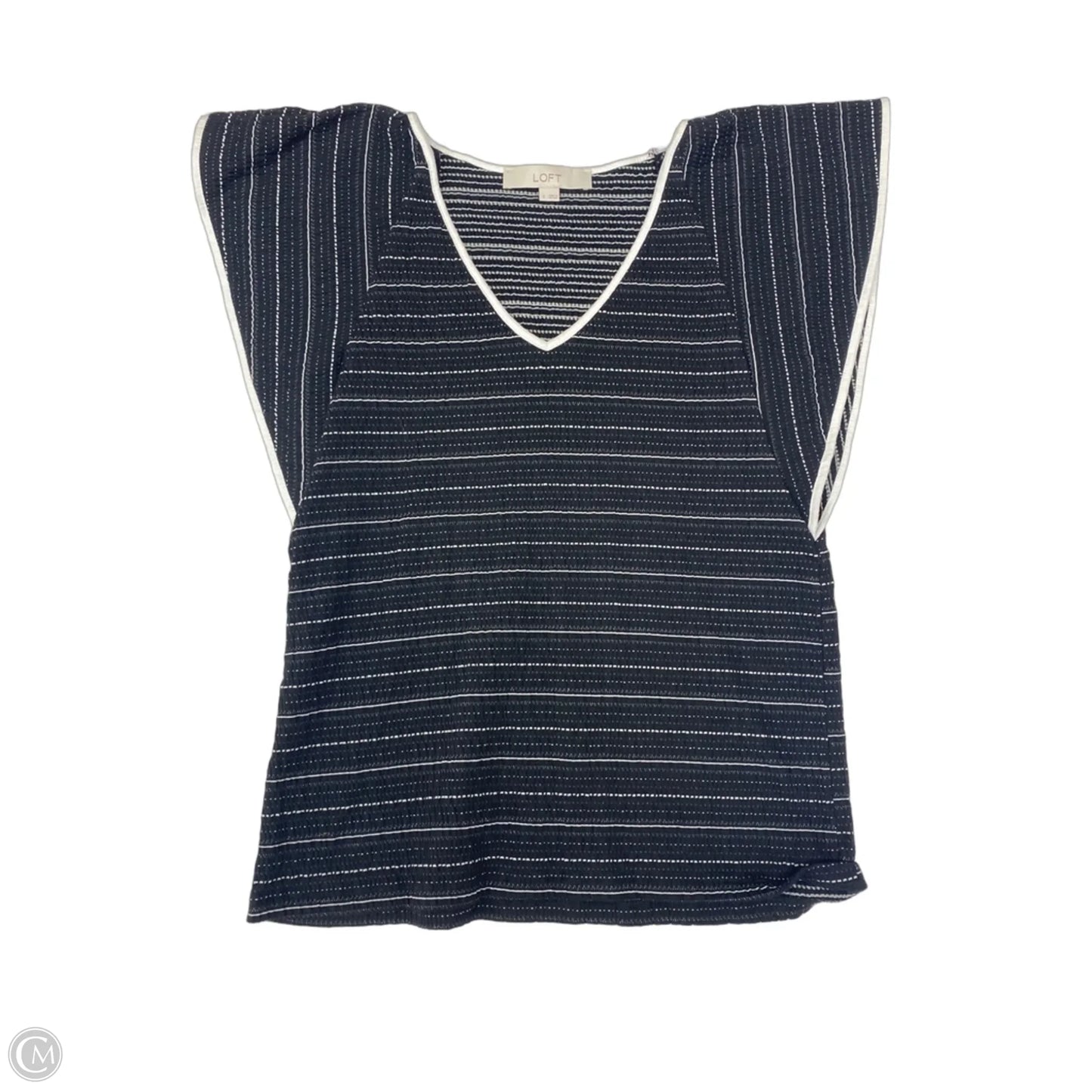 Top Short Sleeve By Loft In Black & White, Size: S