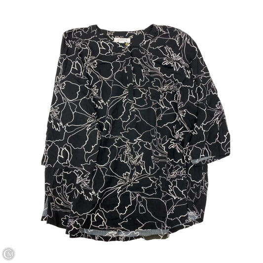 Top 3/4 Sleeve By Liz Claiborne In Black & White, Size: Xl